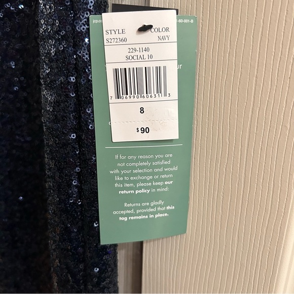 Scarlett Navy Blue Cocktail Dress-sheer top and sequin bottom. NWT Women’s 8 - Picture 4 of 6